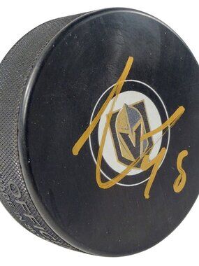 Logan Thompson Signed Vegas Golden Knights Puck Exact Proof COA NHL VGK